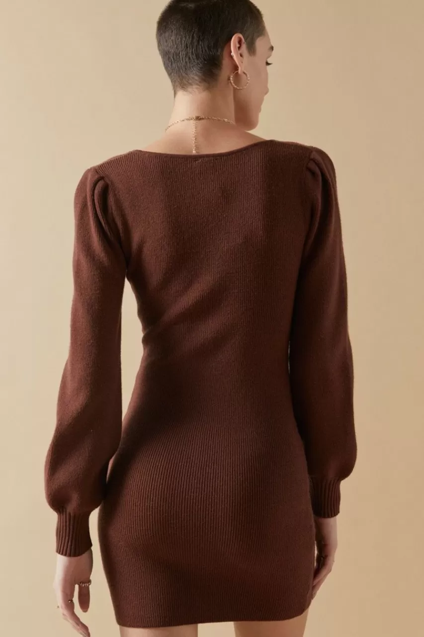 Francesca's Francine Square Neck Sweater Dress