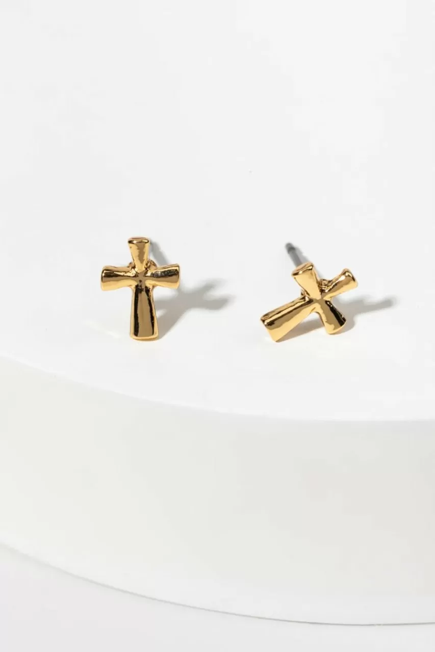 Francesca's Francis Cross Stud Earrings