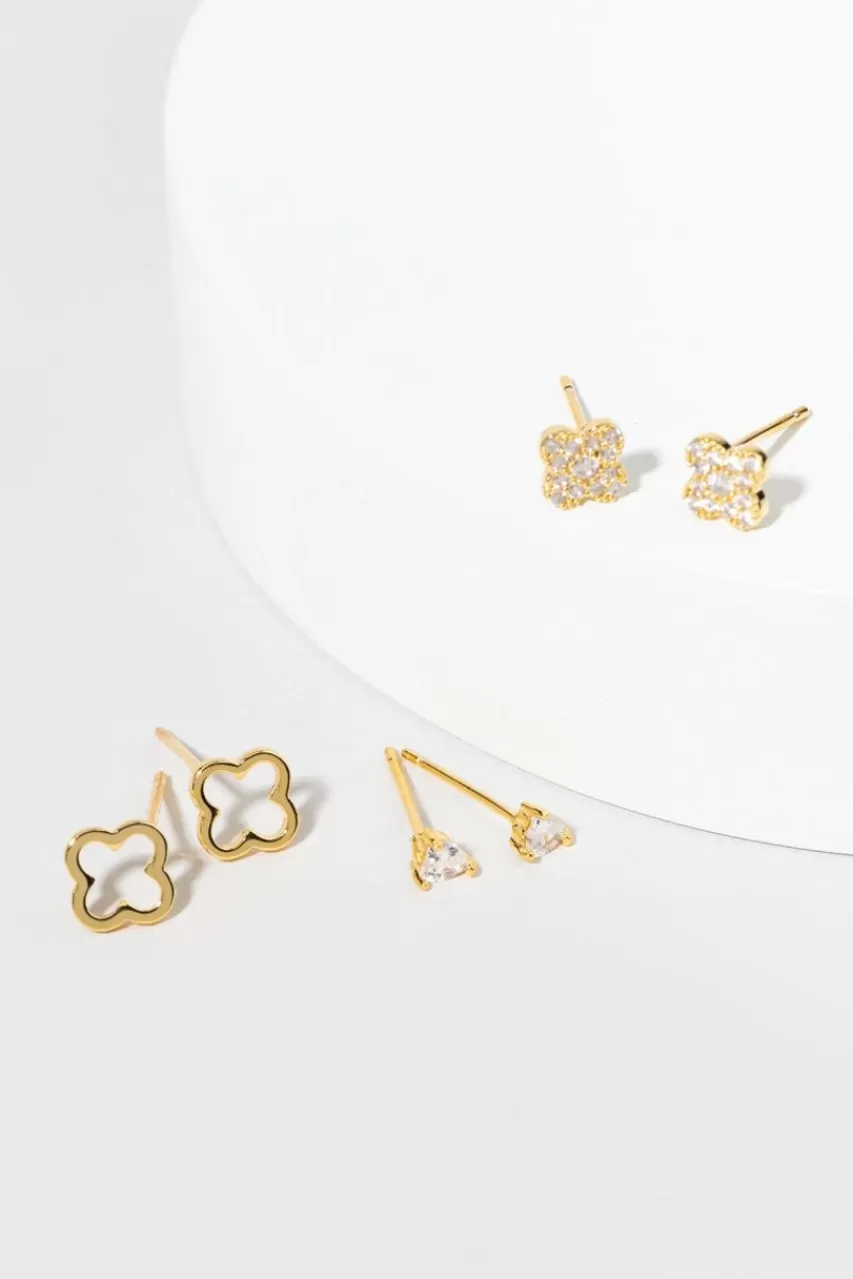 Francesca's Gia Gold And Stud Earring Set