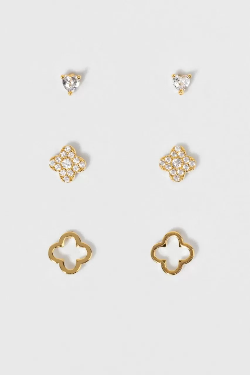 Francesca's Gia Gold And Stud Earring Set