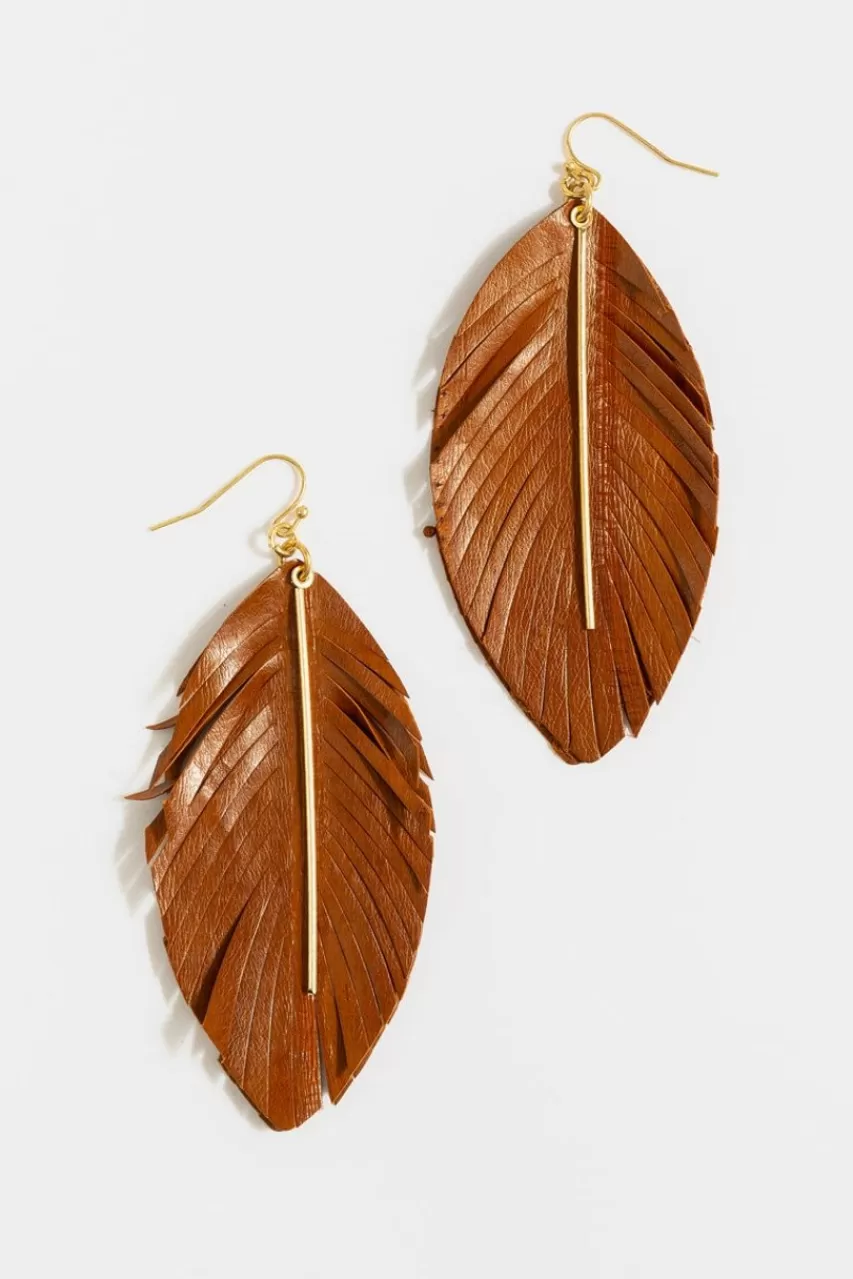 Francesca's Gia Leather Leaf Drop Earrings