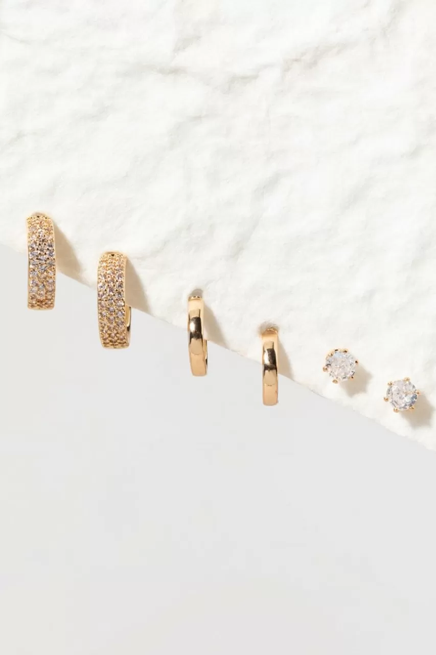 Francesca's Grier Pave Basic Huggie Earring Set