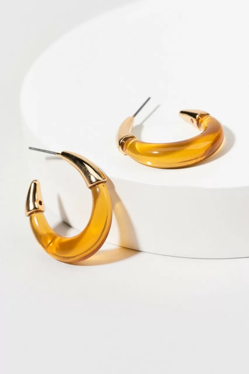 Francesca's Gwen Resin Gold Tips Hoop Earrings