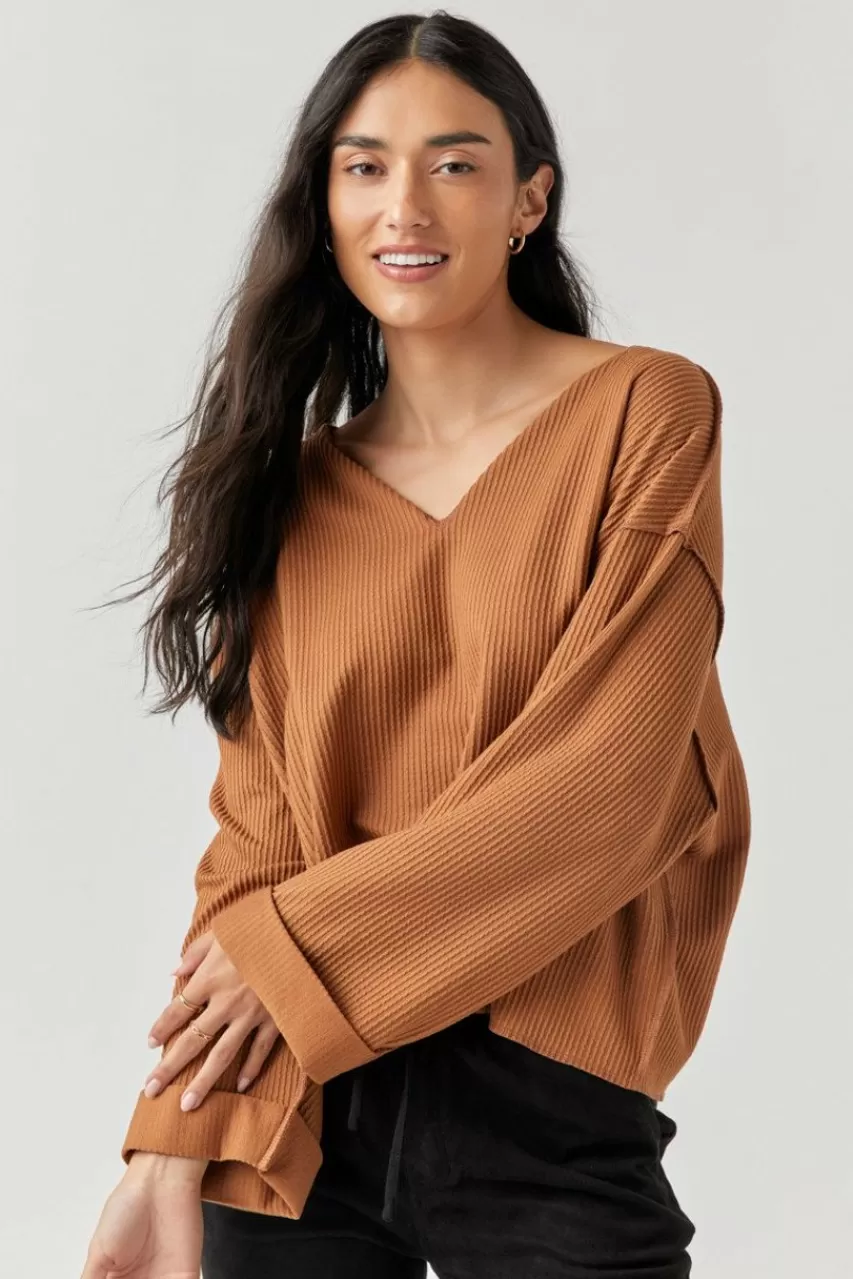 Francesca's Gwen Slouchy Rib Knit Top