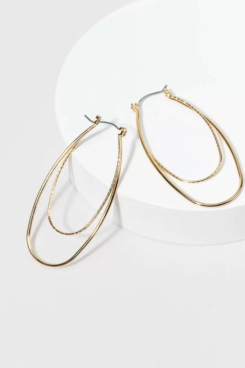 Francesca's Harriet Oblong Textured And Smooth Hoops