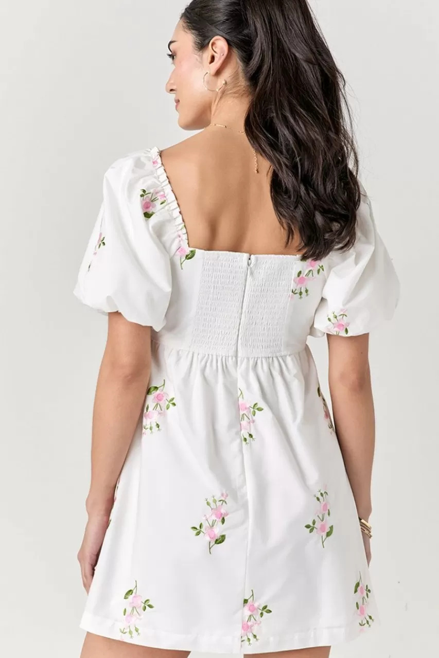 Francesca's Harriett Floral Embroidered Mini Dress