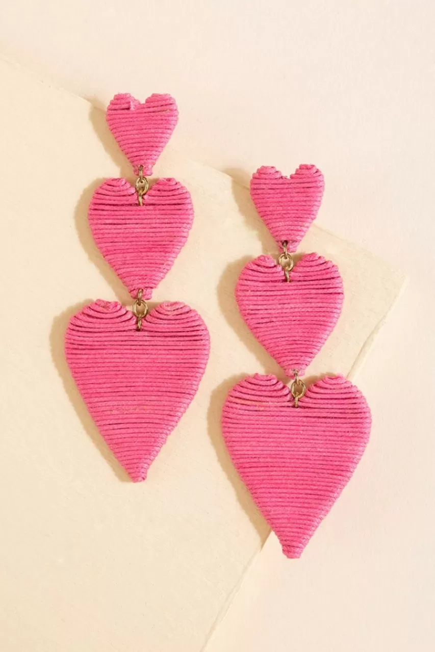 Francesca's Idony Rope Wrapped Heart Drop Earrings