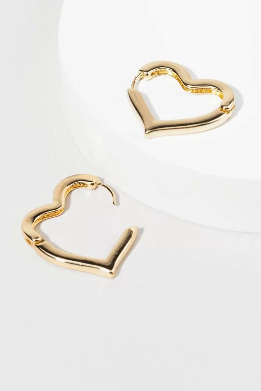 Francesca's Inaya Thick Heart Hinge Hoop Earrings