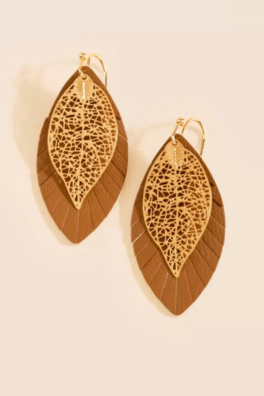 Francesca's Ivana Filigree Leaf Drop Earrings