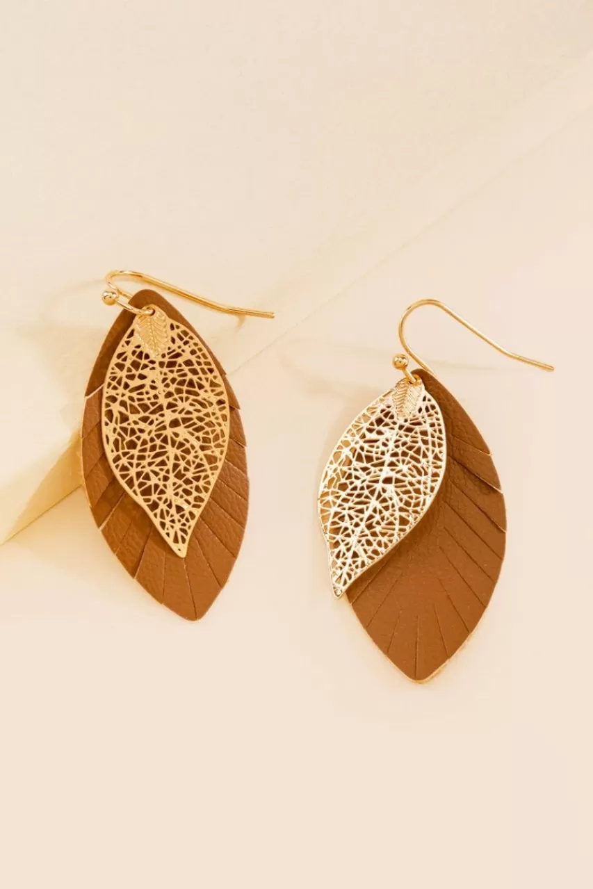 Francesca's Ivana Filigree Leaf Drop Earrings