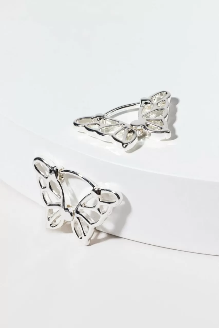 Francesca's Jackie Butterfly Hinge Hoop Earrings