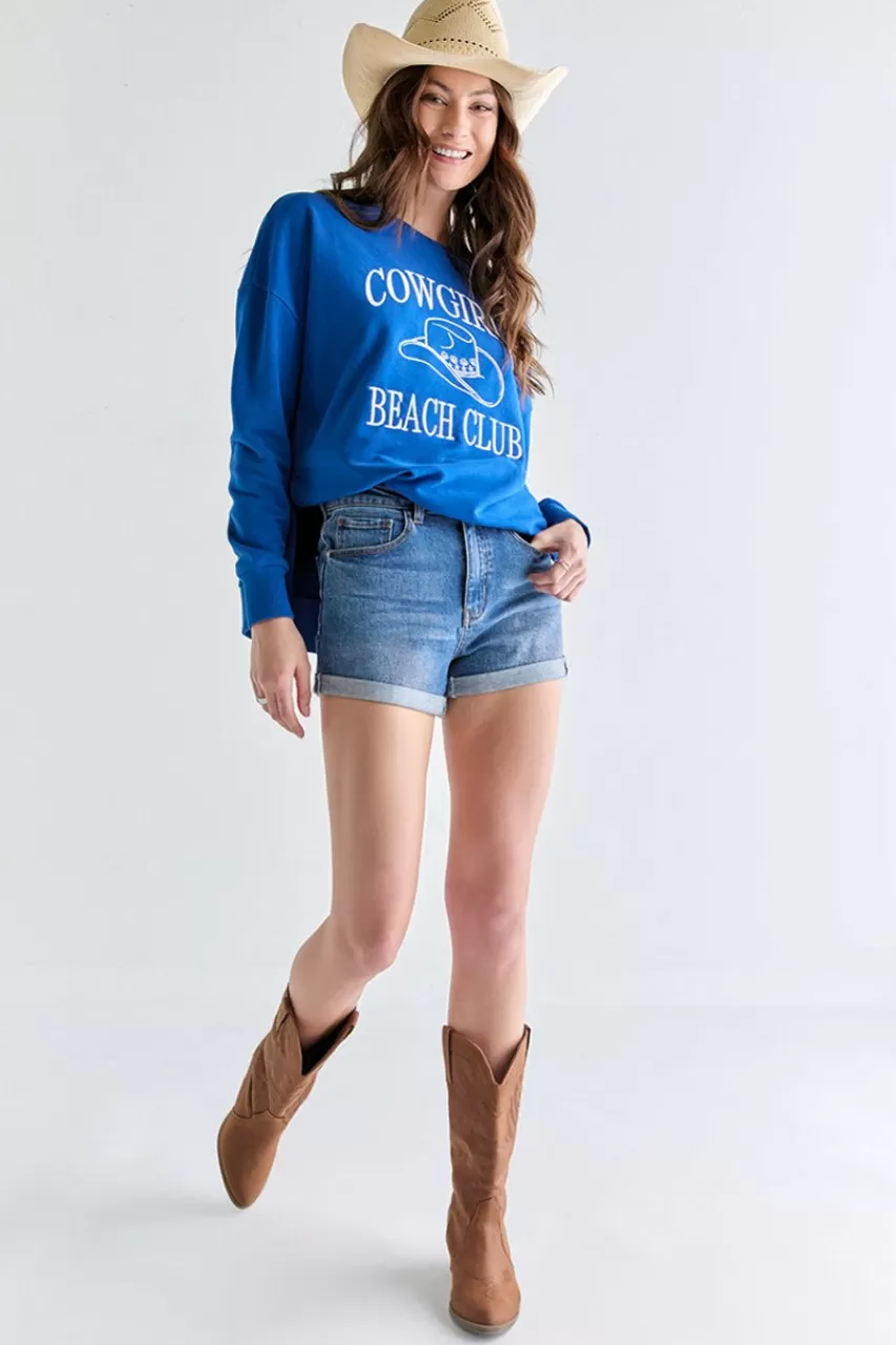 Francesca's Jacky Cowgirls Beach Club Sweatshirt