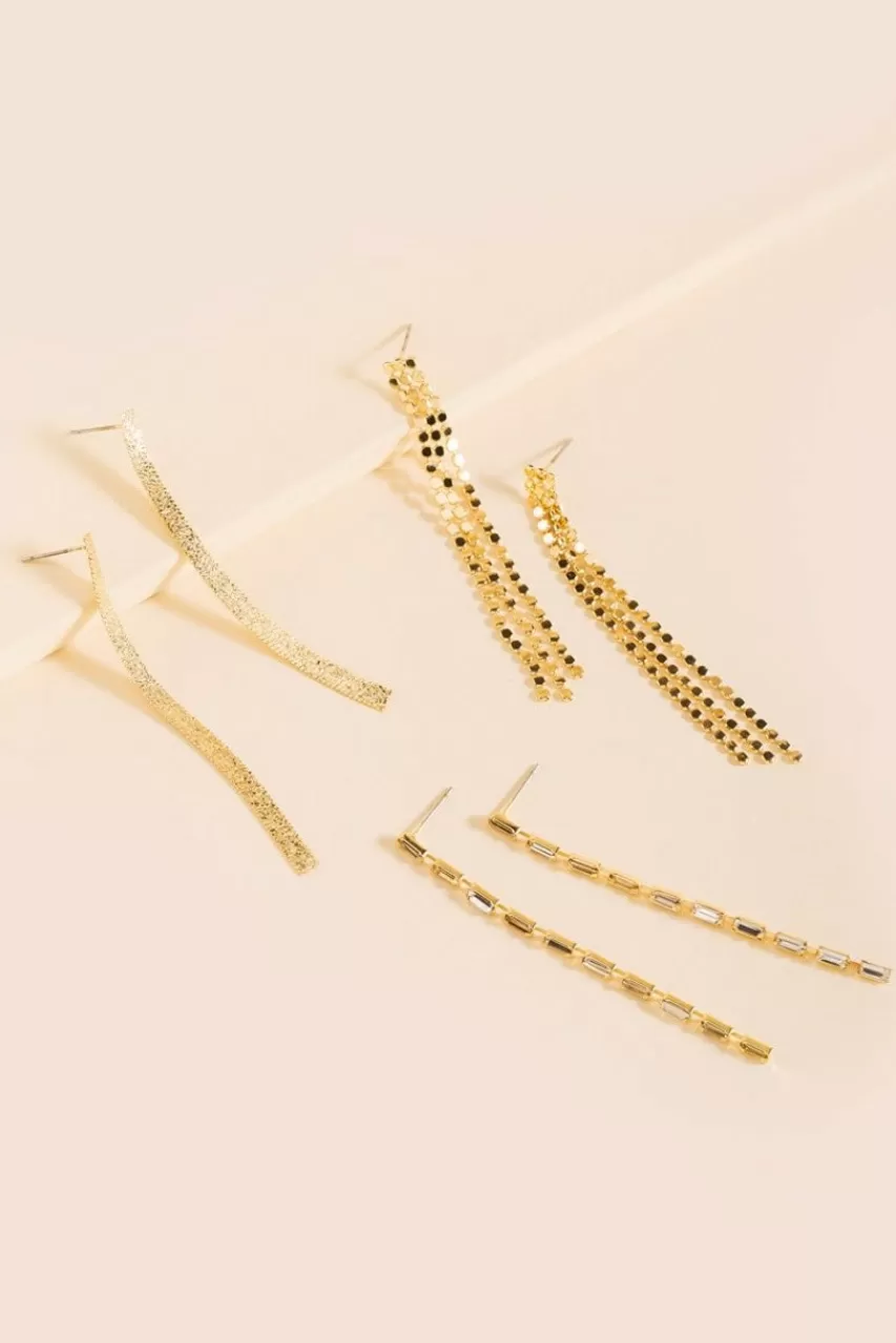 Francesca's Jada Linear Baguette Earring Set