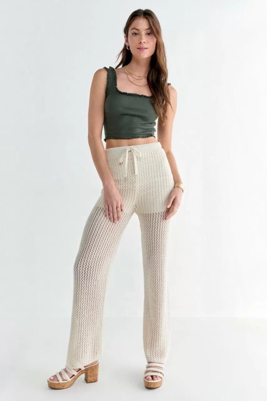 Francesca's Jannine Tie Waist Crochet Pants