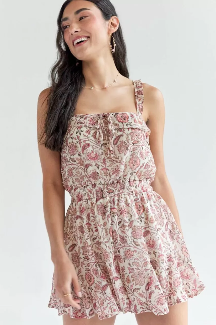 Francesca's Jonie Squareneck Paisley Print Romper