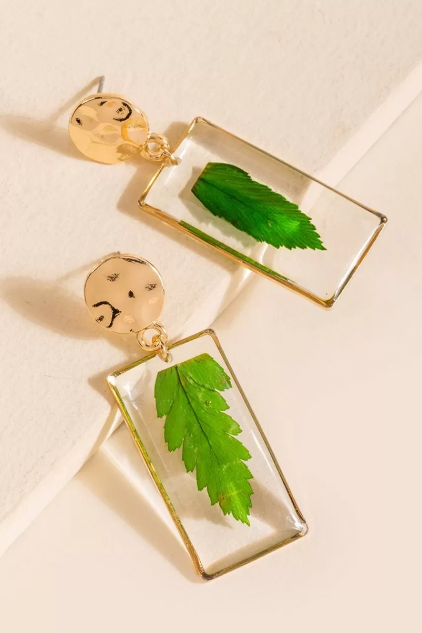 Francesca's Julia Hammered Leaf Drop Earrings