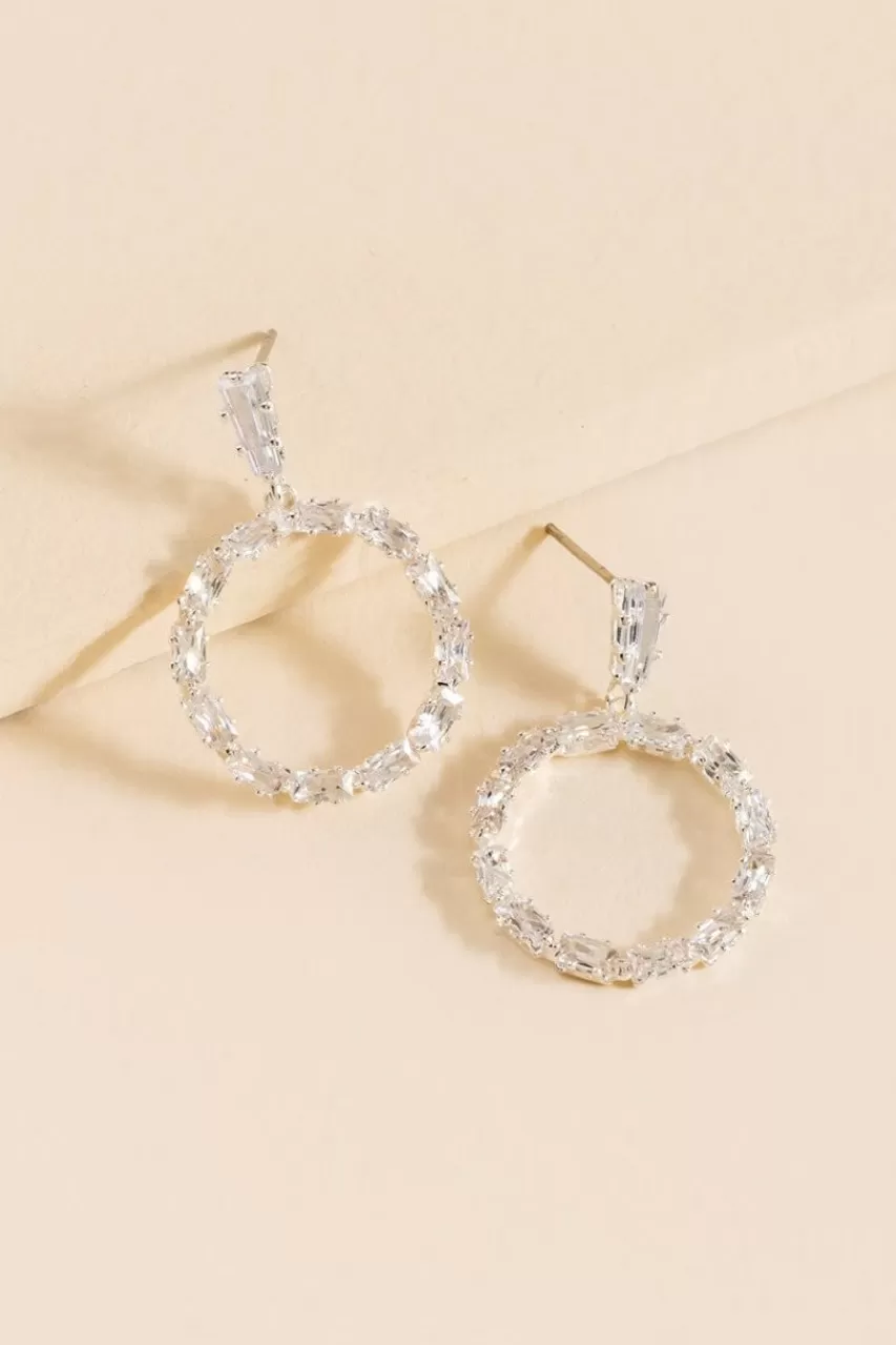 Francesca's Julie Cz Baguette Circle Earrings