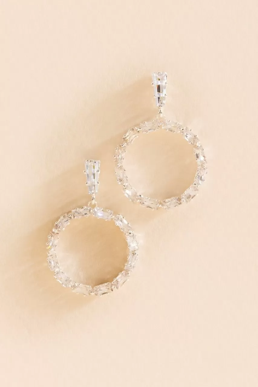 Francesca's Julie Cz Baguette Circle Earrings