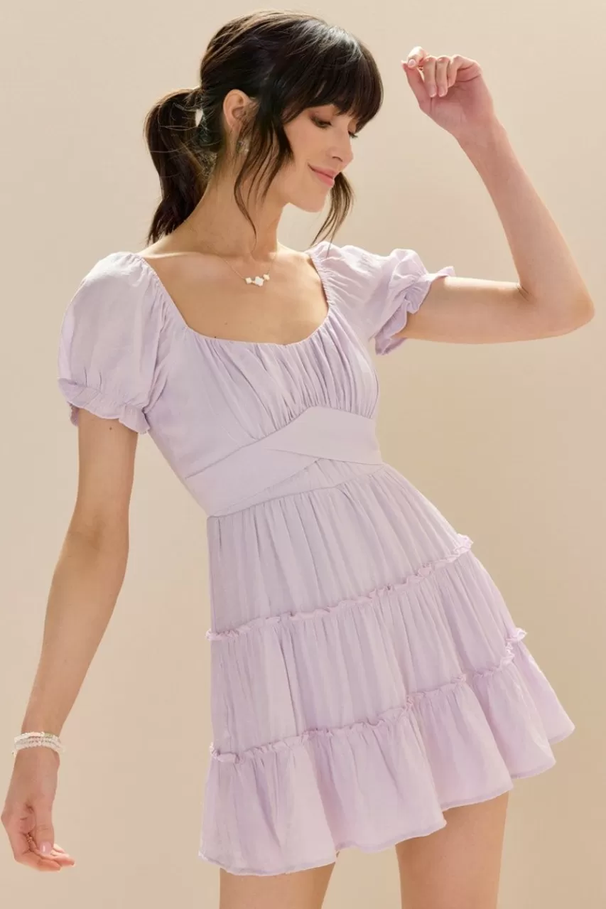 Francesca's June Tie Back Tiered Mini Dress