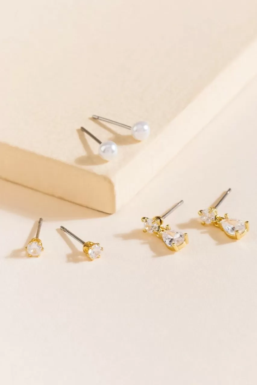 Francesca's Kalina Pearl Stud Earring Set