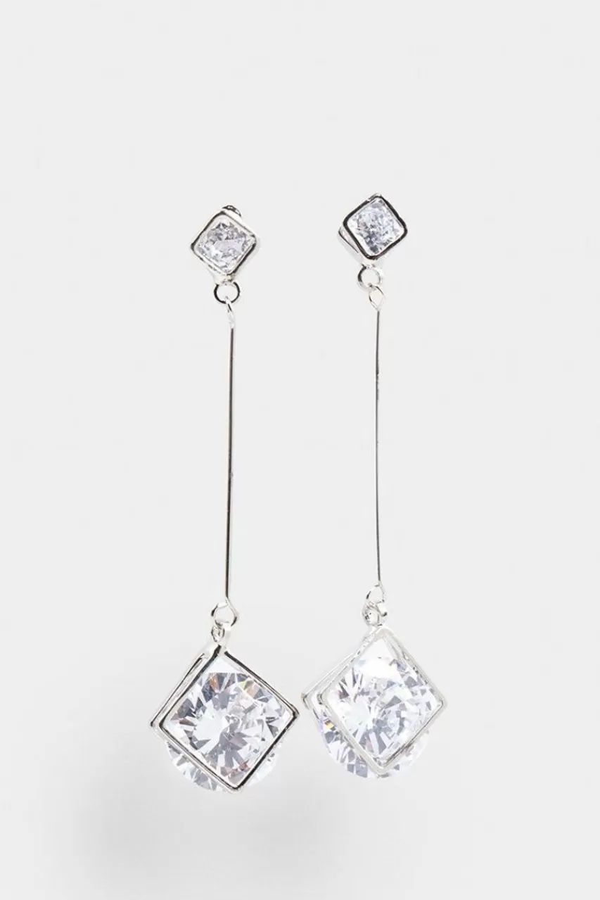 Francesca's Karlie Floating Cz Linear Earrings