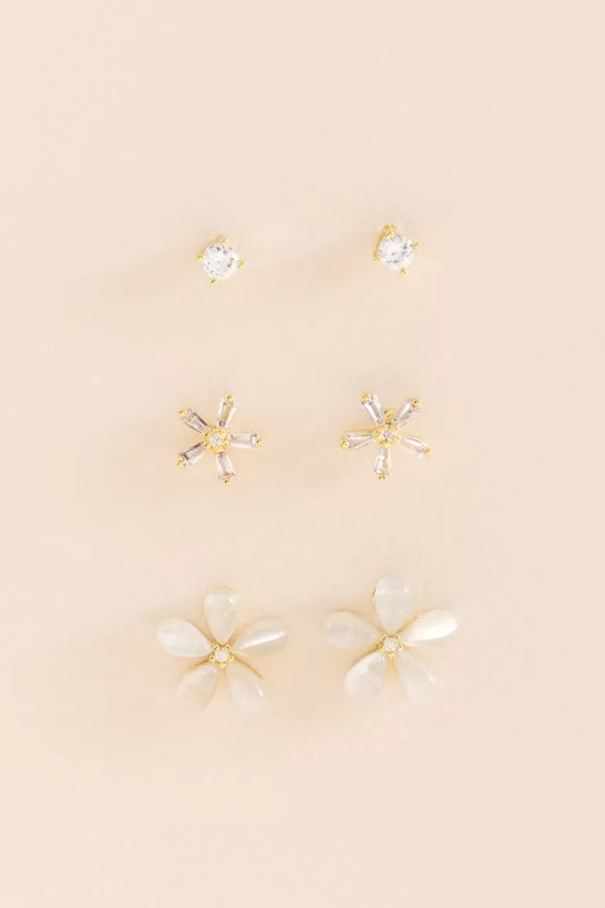 Francesca's Kate Crystal Flower Stud Earring Set