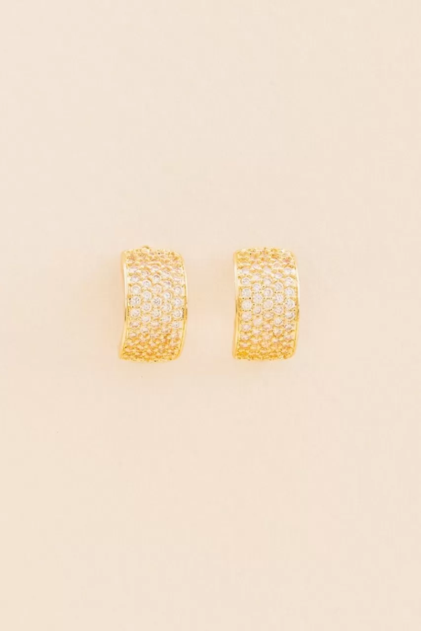 Francesca's Katelin Thick Pave Crystal Huggie Hoop Earrings