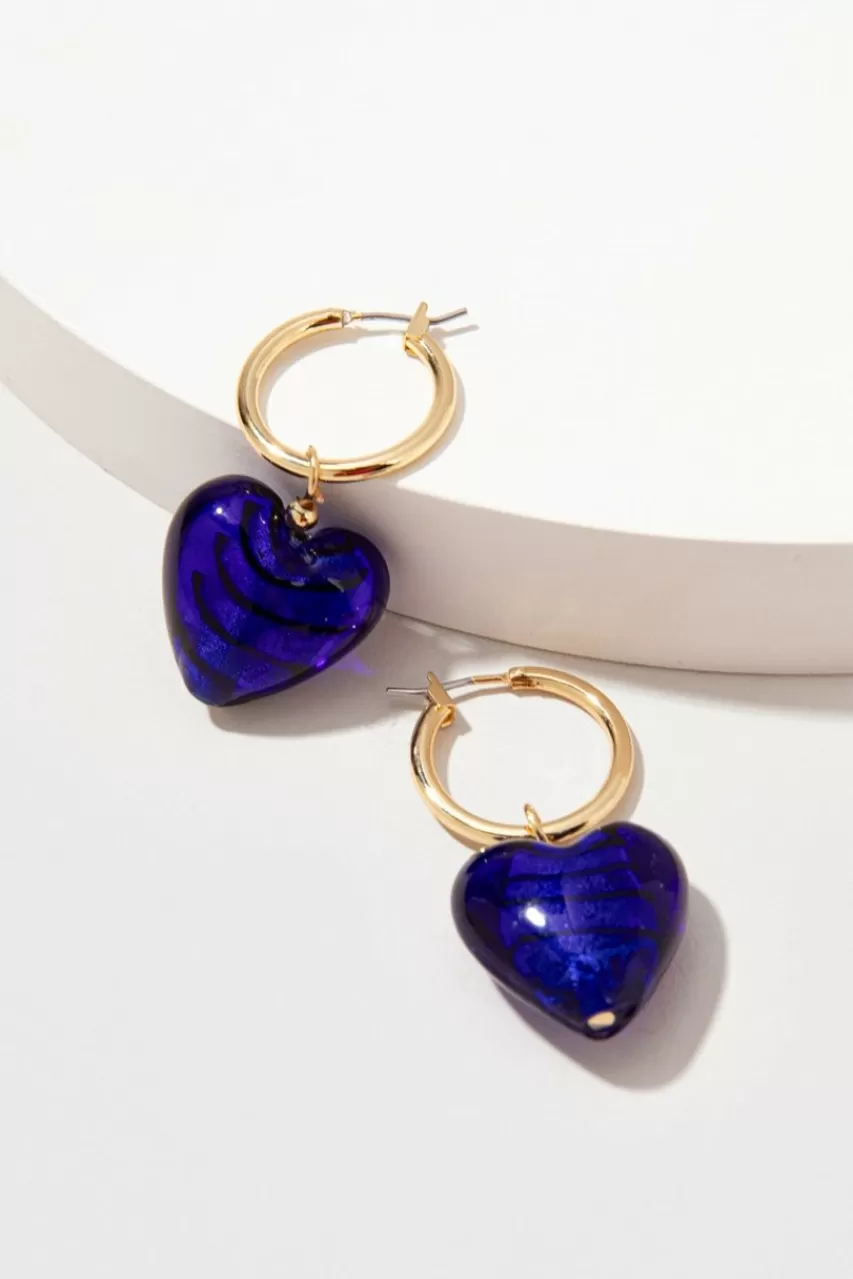 Francesca's Katharyn Glass Heart Charm Earrings