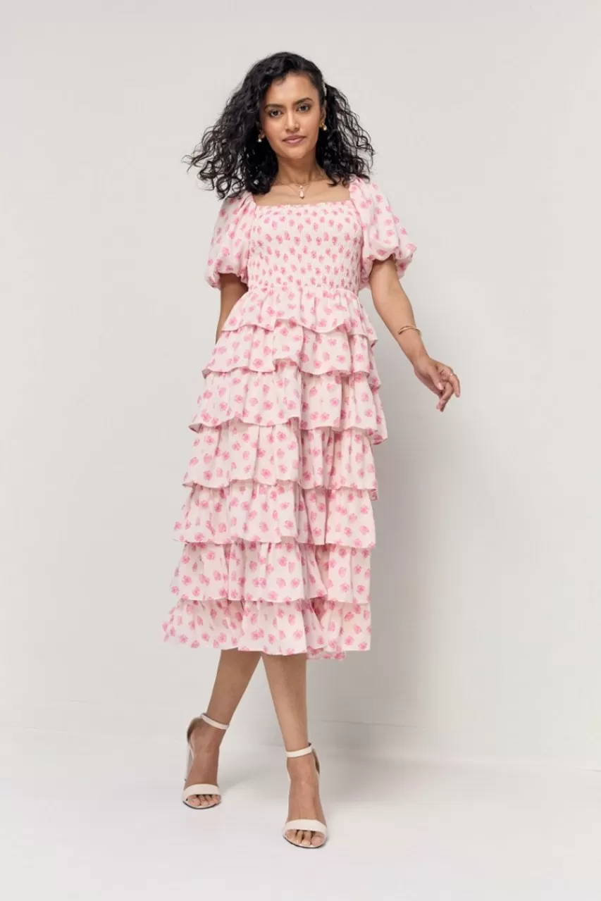 Francesca's Katheryn Floral Midi Dress