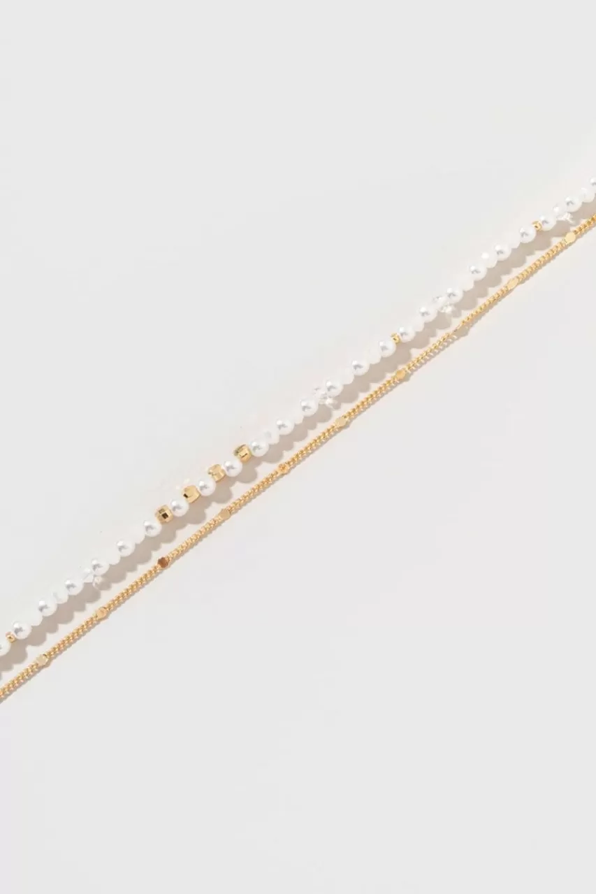 Francesca's Kaysha Bead Flat Chain Layered Necklace