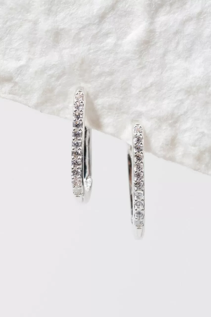 Francesca's Kerry Pave Lined Hoop Earrings