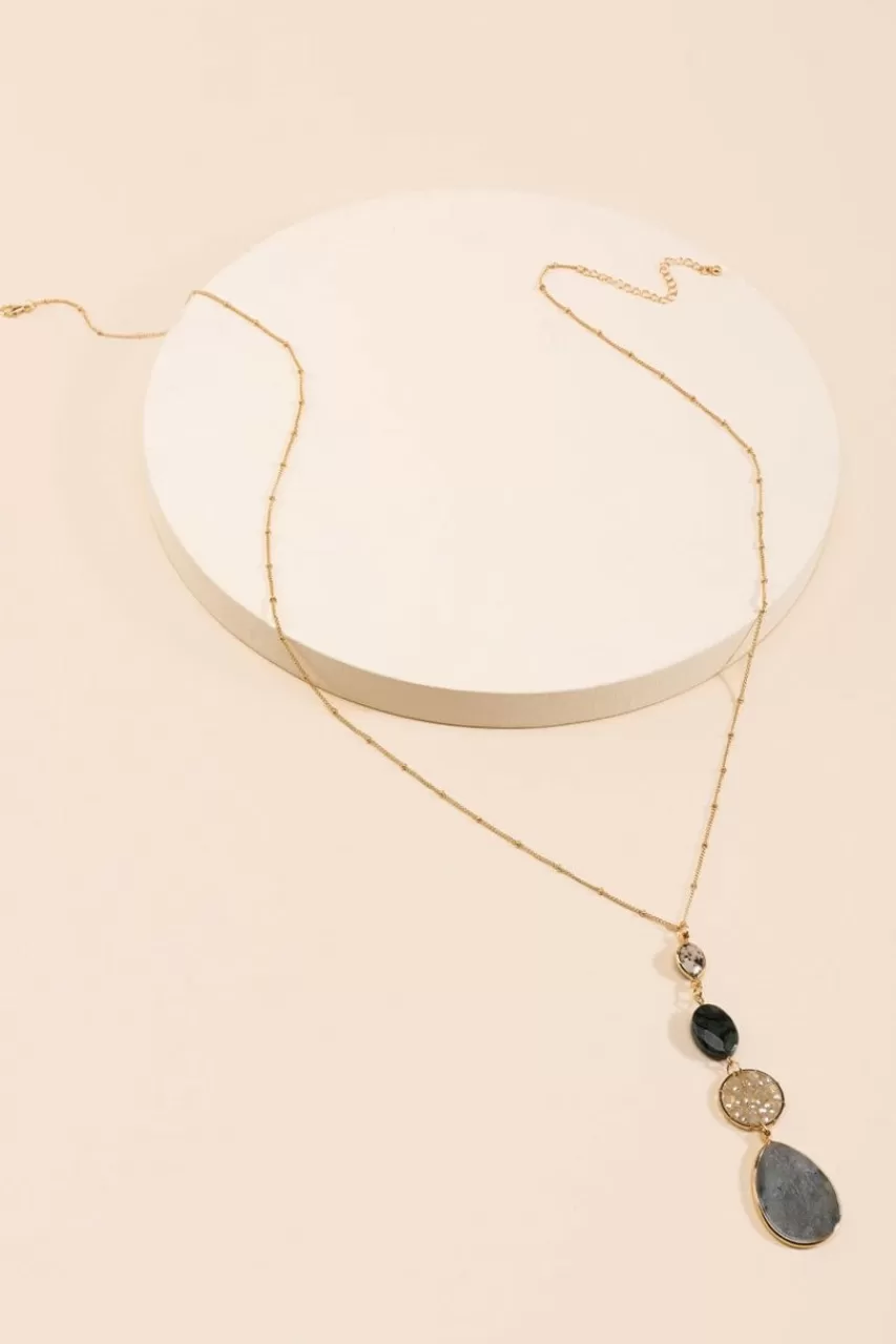 Francesca's Kourtney Semi-Precious Triple Drop Necklace