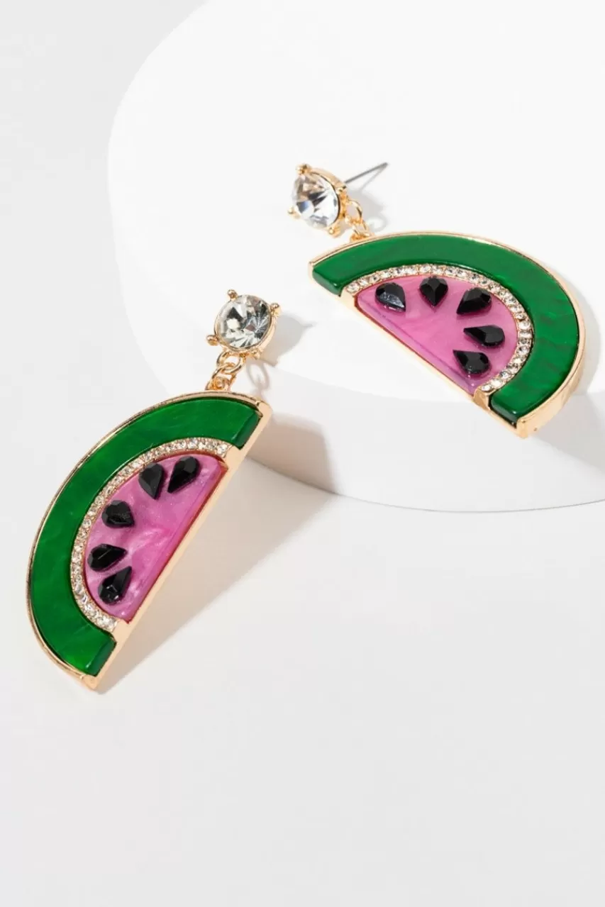 Francesca's Kristen Watermelon Resin Drop Earrings