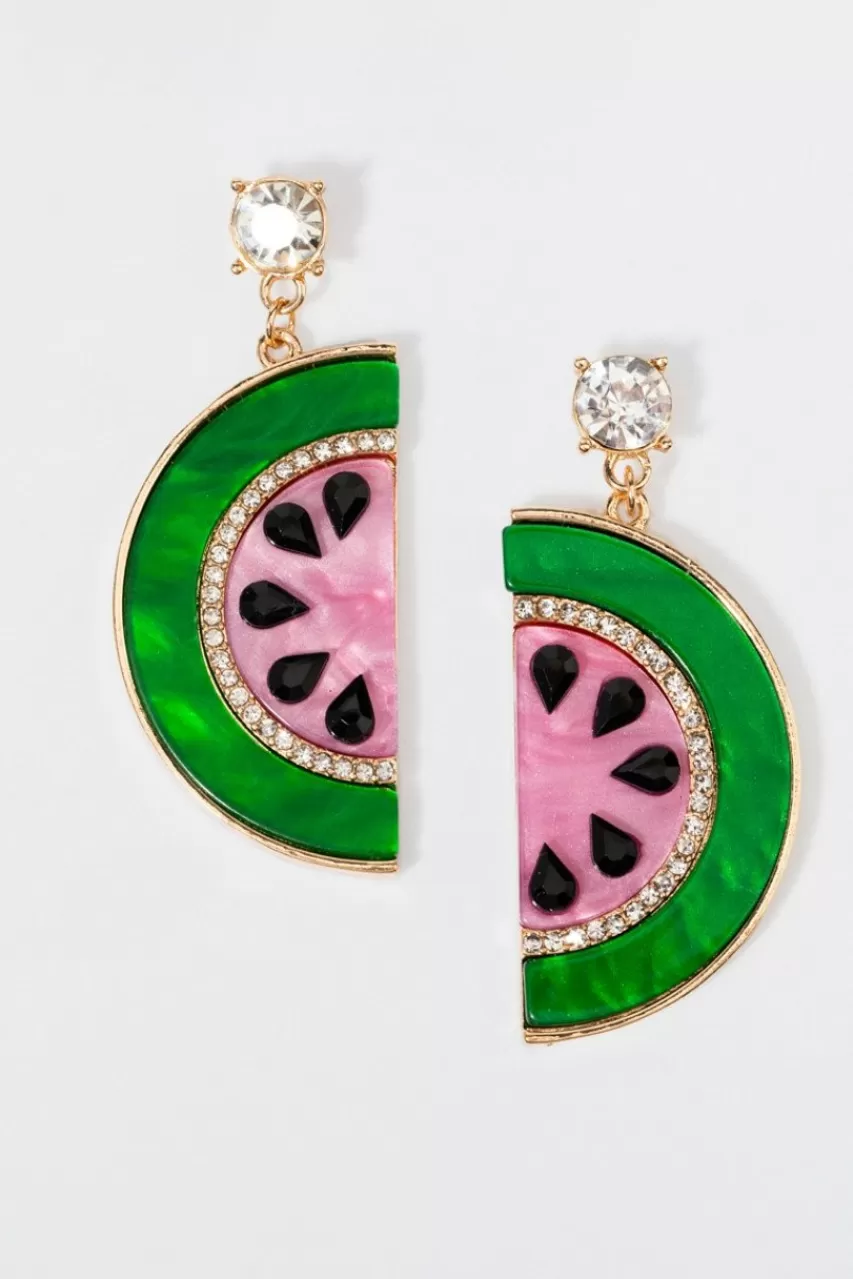 Francesca's Kristen Watermelon Resin Drop Earrings