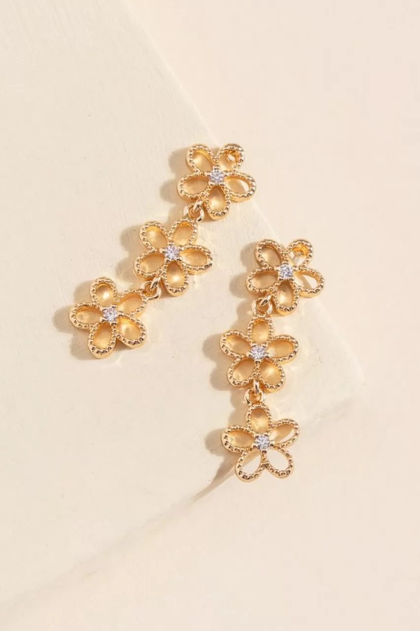 Francesca's Laney Daisy Flower Drop Earrings