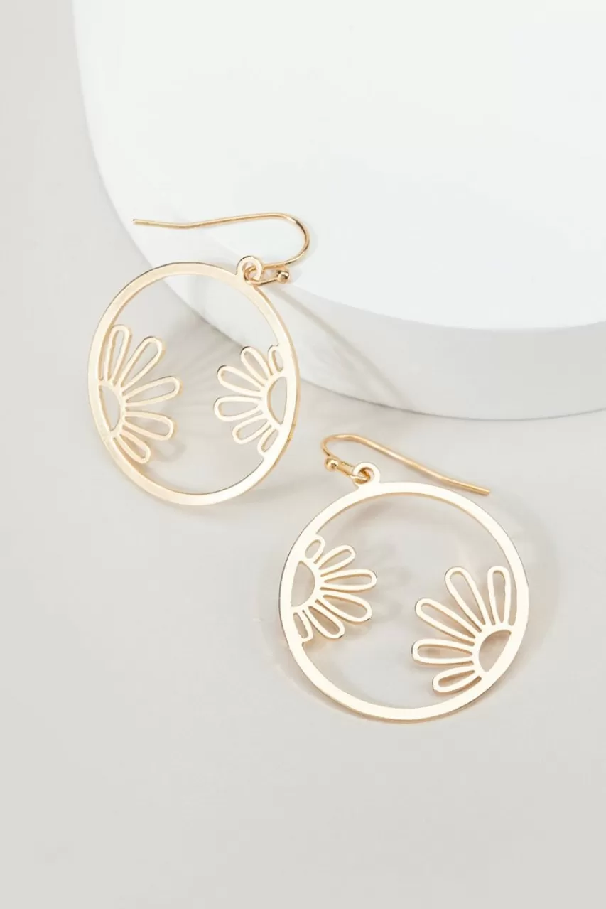 Francesca's Lara Daisy Shadow Circle Drop Earrings