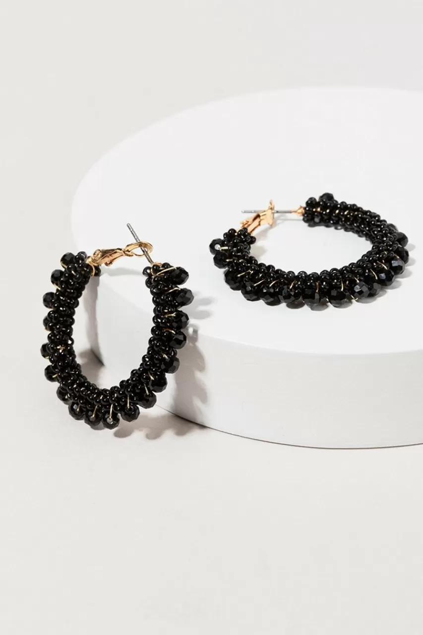 Francesca's Lee Woven Bead Medium Hoop Earrings