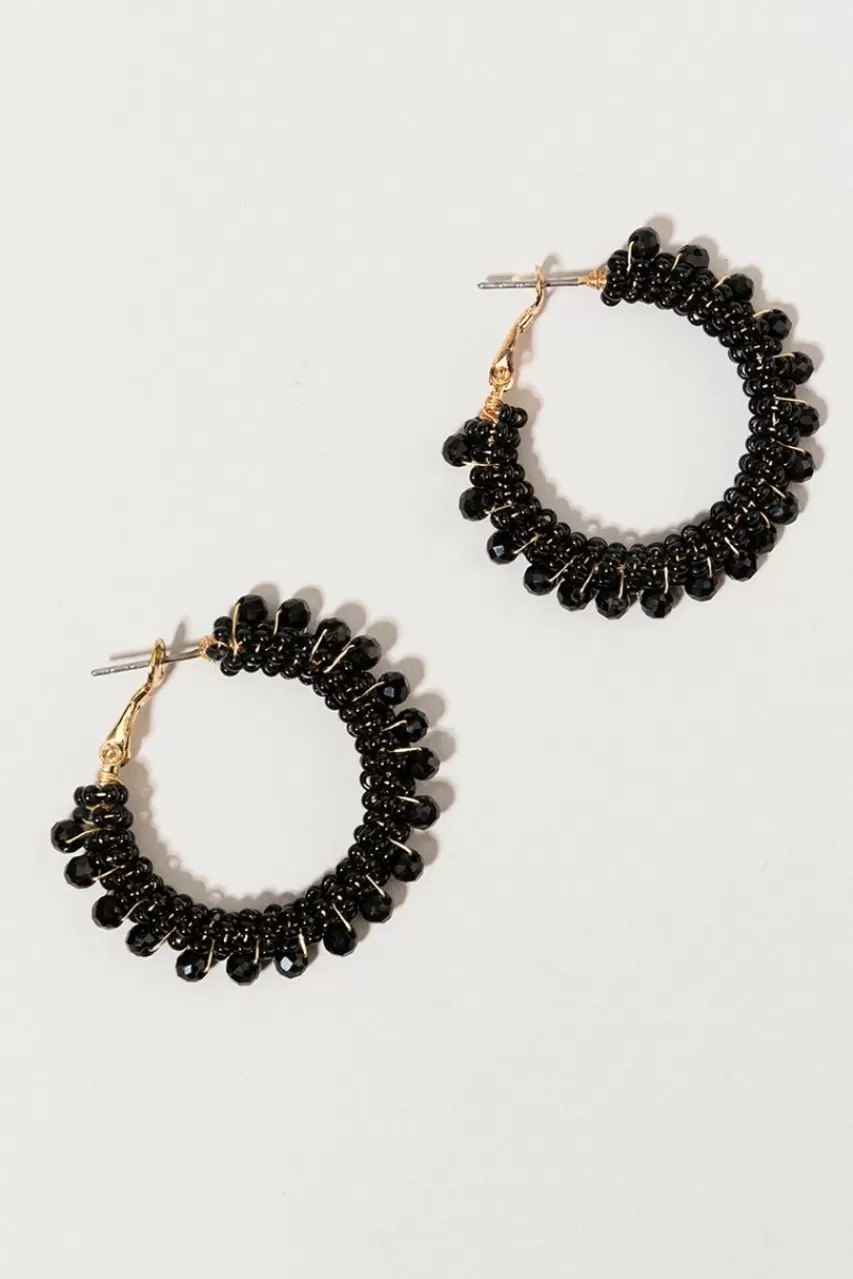 Francesca's Lee Woven Bead Medium Hoop Earrings