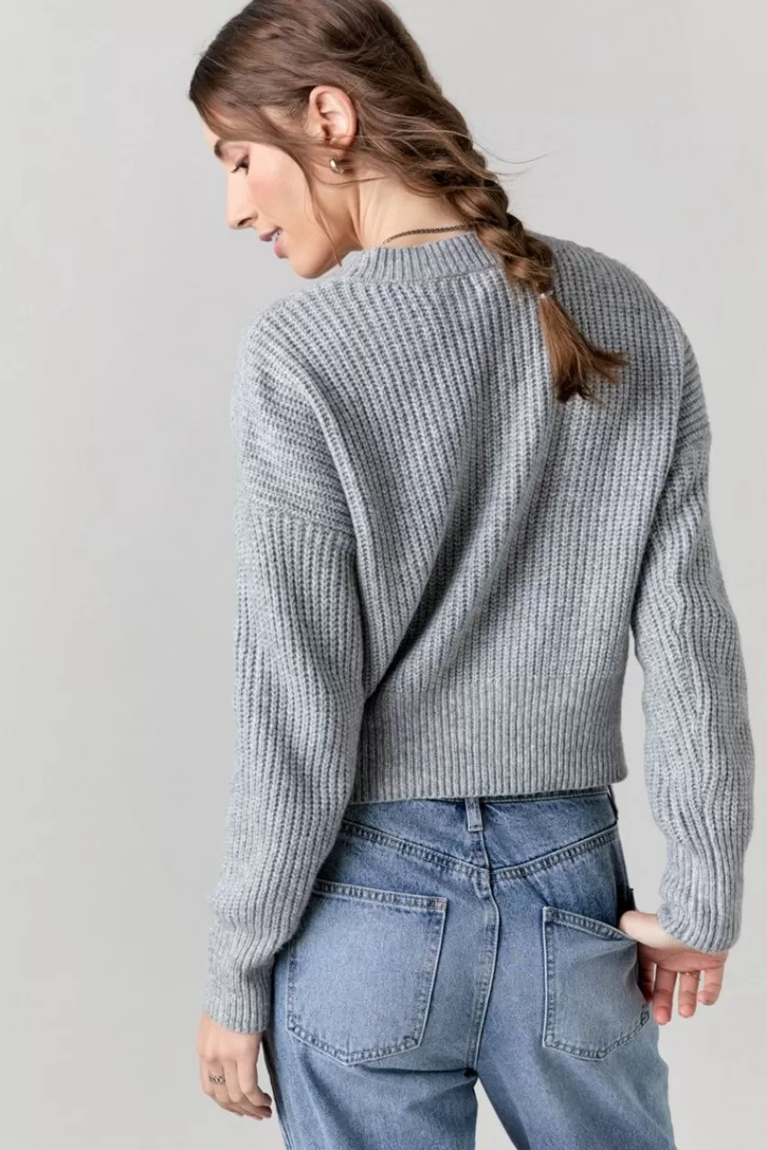 Francesca's Leona V Neck Cable Front Pullover