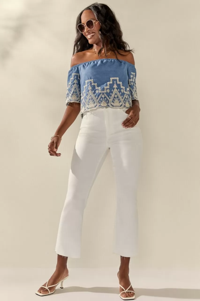 Francesca's Leslie High Rise Kick Crop Denim Bottoms