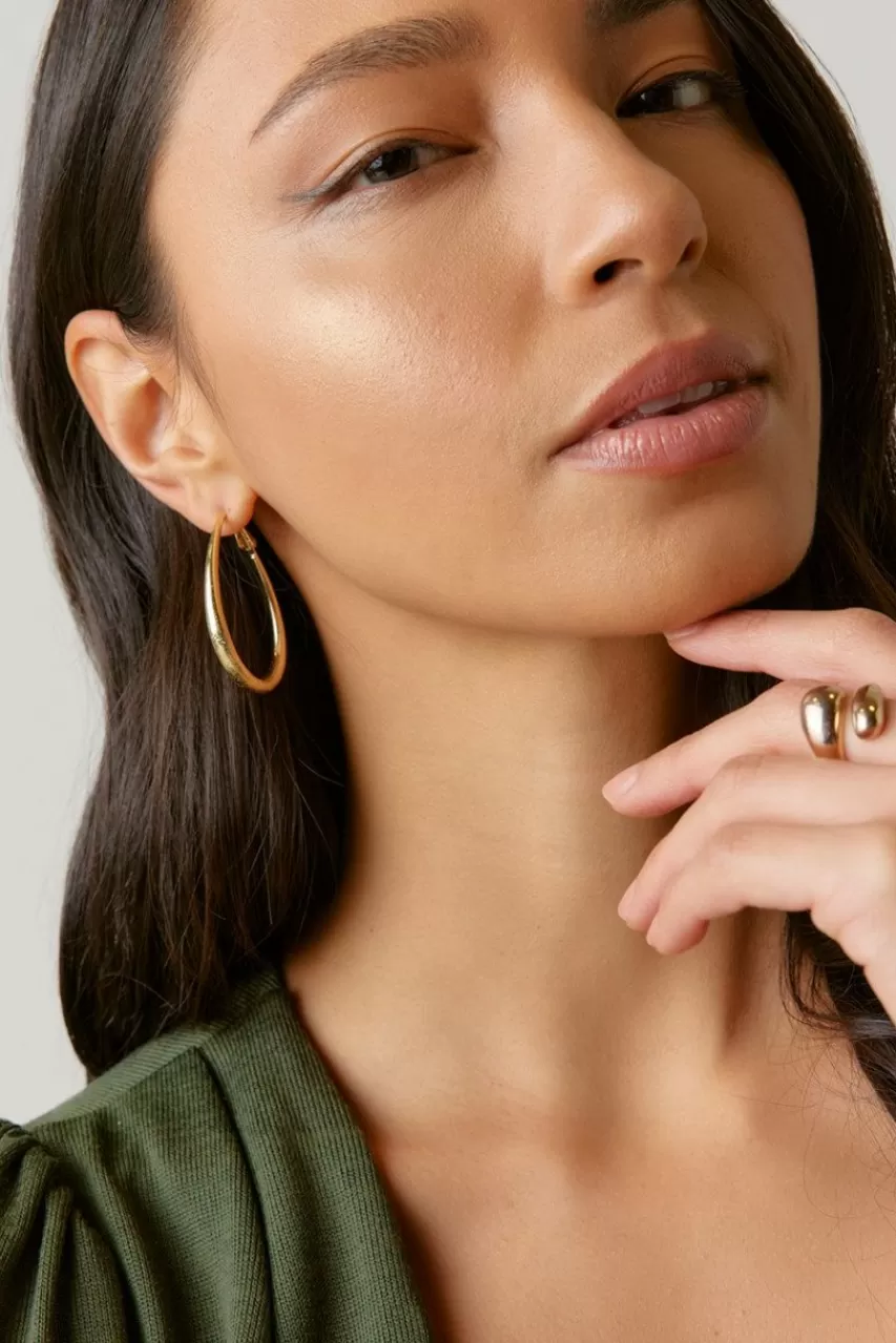 Francesca's Lill Sandblast Oval Hoop Earrings