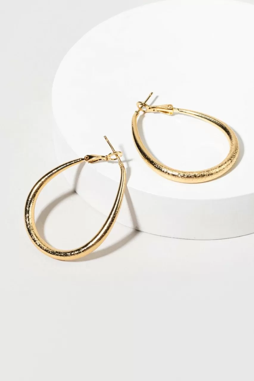 Francesca's Lill Sandblast Oval Hoop Earrings