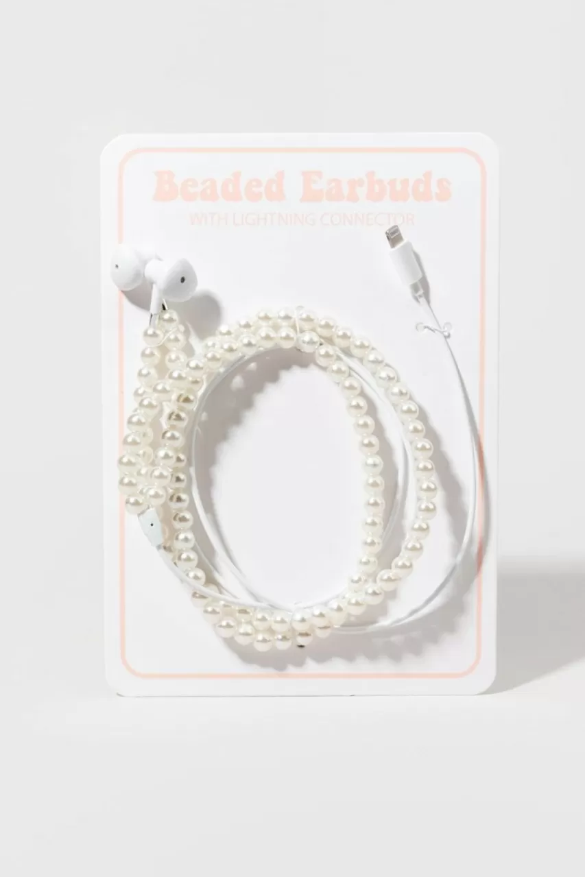 Francesca's Lillian Pearl Embellished Lightning Headphones