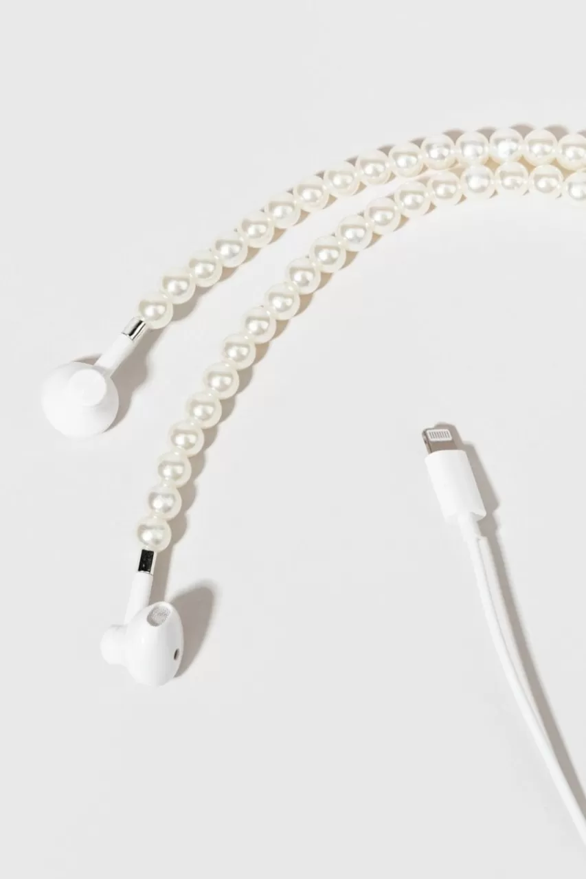 Francesca's Lillian Pearl Embellished Lightning Headphones