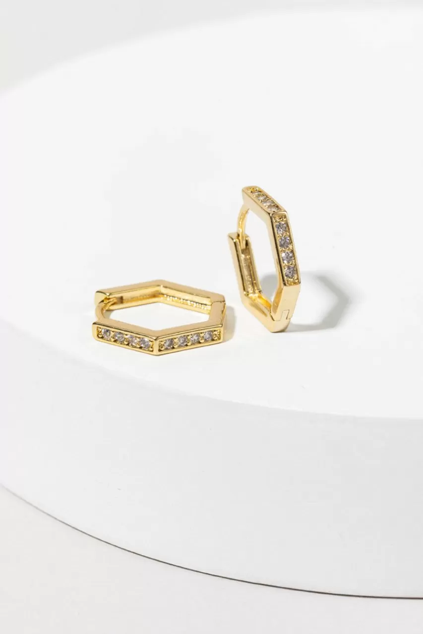 Francesca's Lilly Hexagon Huggie Earrings