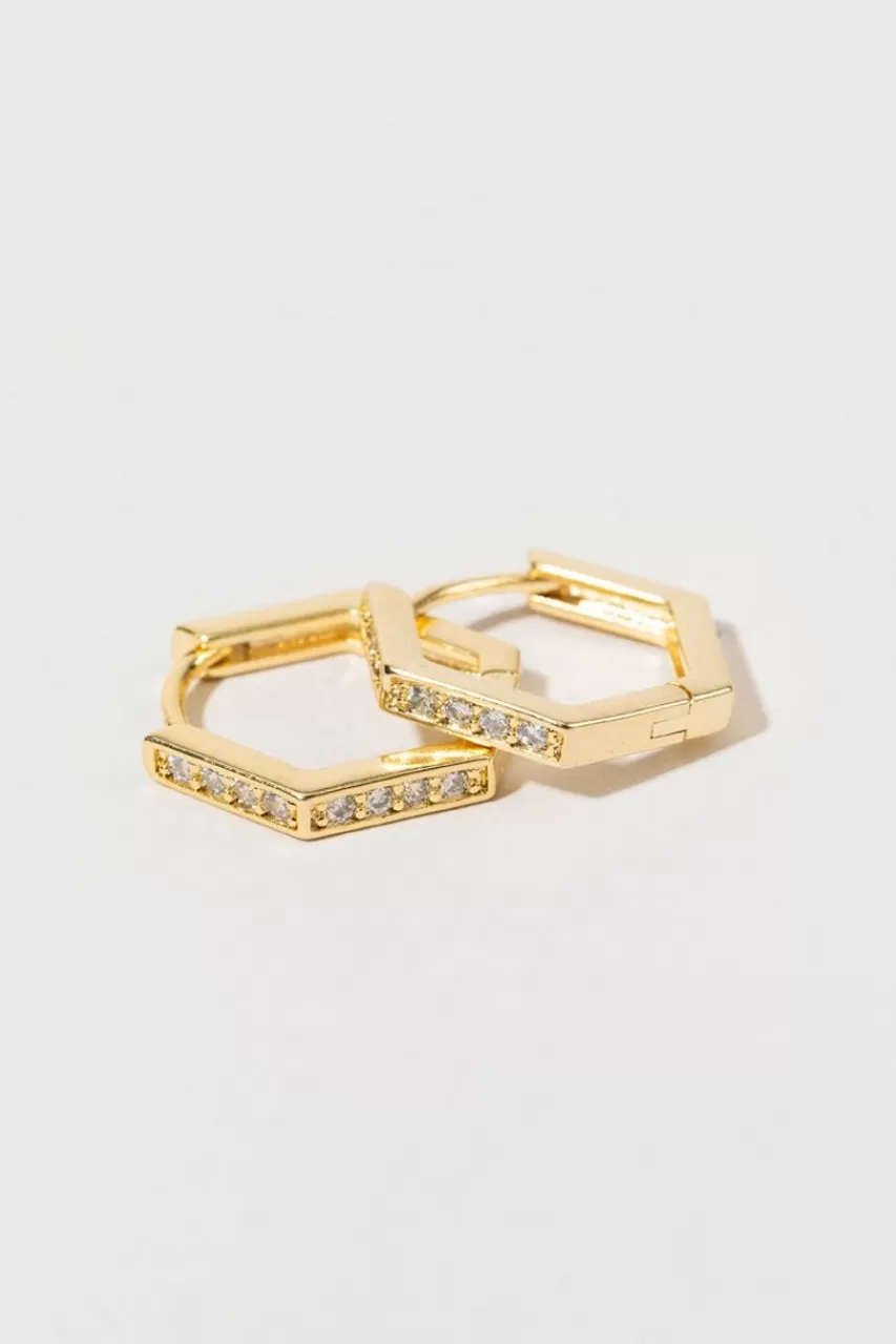 Francesca's Lilly Hexagon Huggie Earrings