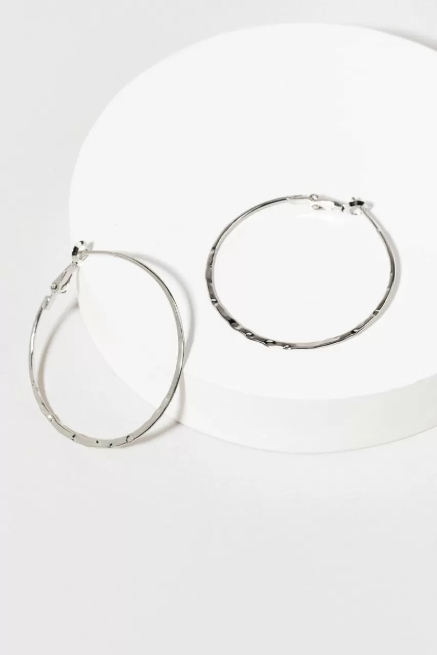 Francesca's Lily Thin Hammered Hoop Earrings