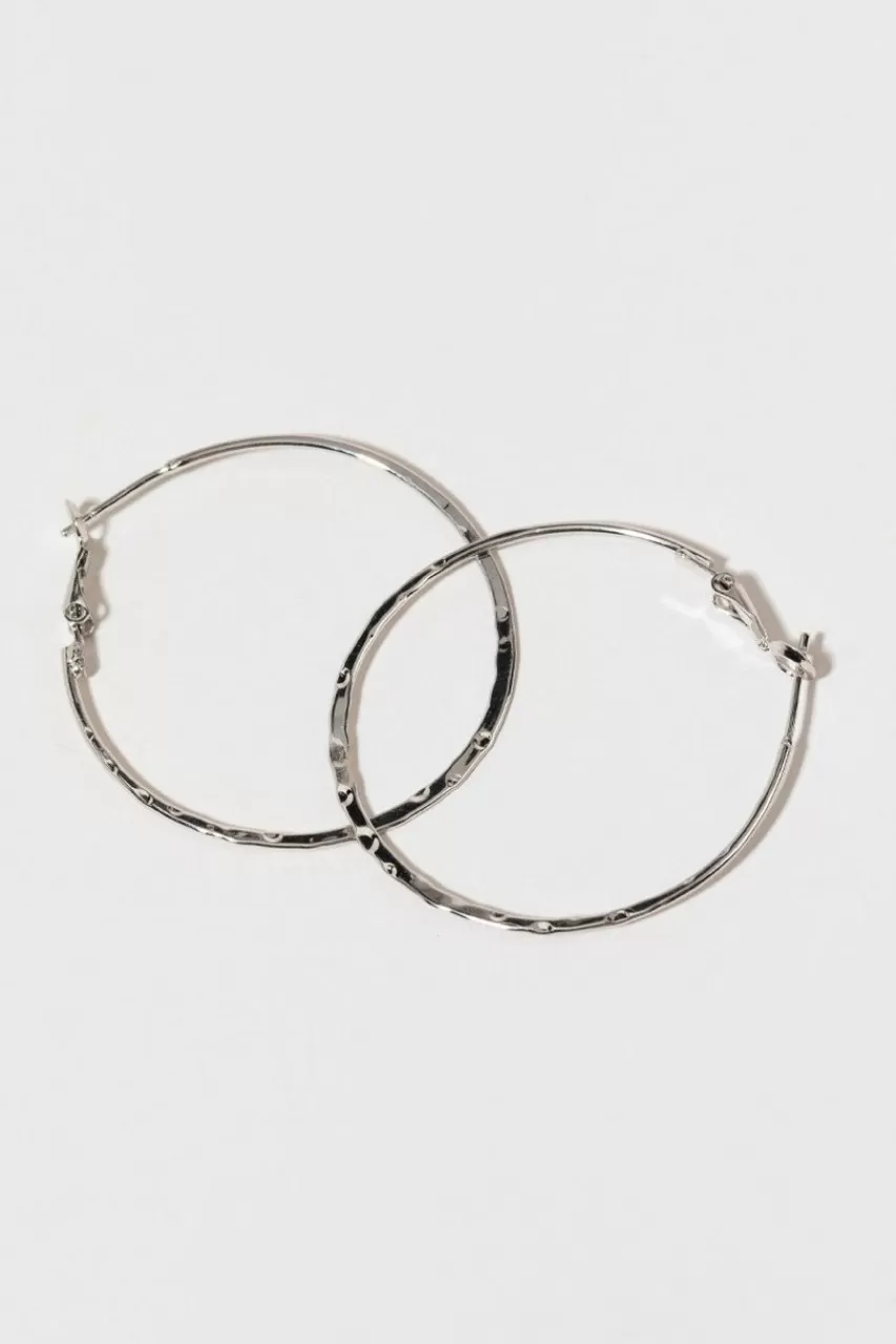 Francesca's Lily Thin Hammered Hoop Earrings