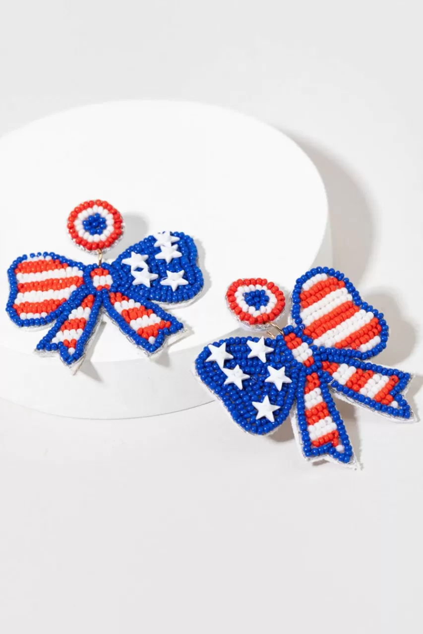 Francesca's Livy Americana Seed Bead Bow Earrings