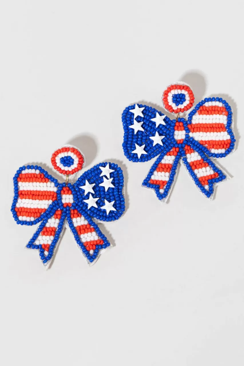 Francesca's Livy Americana Seed Bead Bow Earrings